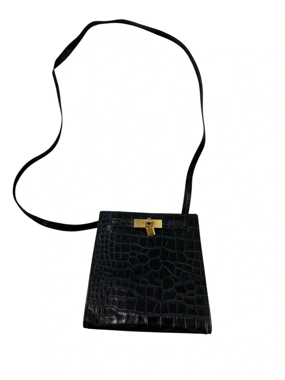 Vintage Maraolo Genuine Leather Crocodile-Embossed Shoulder Bag